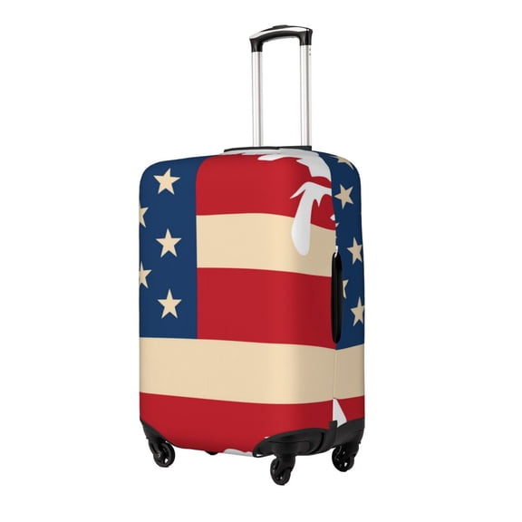 Naloa American Flag Map Elastic Suitcase Protector, Travel Suitcase Protector Cover Fits 18-32in Suitcase(No luggage included)-Small