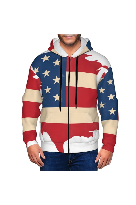 American Flag Map Men’s Hoodies, Zip up Hoodie, Sweatshirts,Hoodies for Men Sizes S-3XL-Small