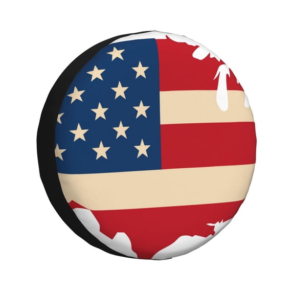 Naloa American Flag Map PVC Leather Spare Tire Wheel Cover Spare Tire Cover, for Car Truck SUV Camper Trailer Universal Fit(14-17in)-14 inch