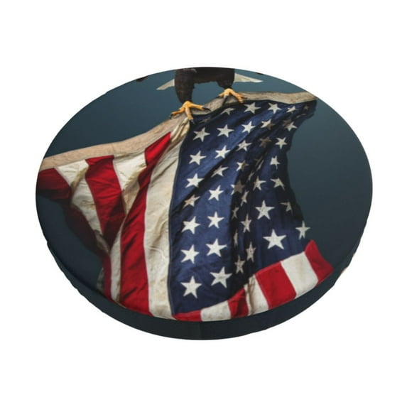 Naloa American Flag Round Bar Stool Cushion Cover 12-14 inch, Fits Kitchen, Office, Restaurant Chairs - {sizeName}14 inch