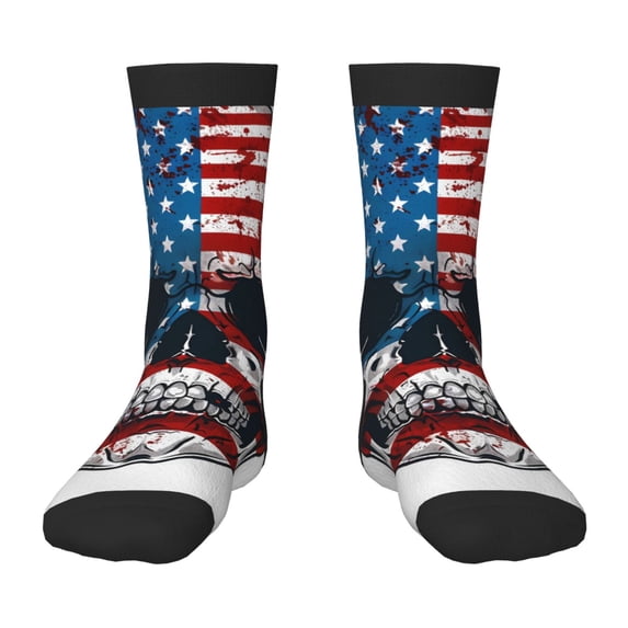 Naloa American Flag Skull Kids Socks Unisex Kids and Toddlers' Crew Socks, ,1 Pairs