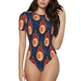 thumbnail image 1 of Naloa American Football and Fire Flames Women's Short-Sleeved Onesie, One-Piece Swimsuit for Parties, dates, clubs - Small, 1 of 9
