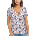 thumbnail image 1 of Naloa American Gnomes Print T-Shirts Short Sleeve V Neck Tees for Women Fashion Tops Trendy Lightweight Soft Casual Summer Outfits Clothes, 1 of 5
