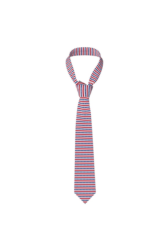 American Patriotic Stars And Stripes Print Solid Color Tie Formal Necktie for MenSuitable for business, daily life, work