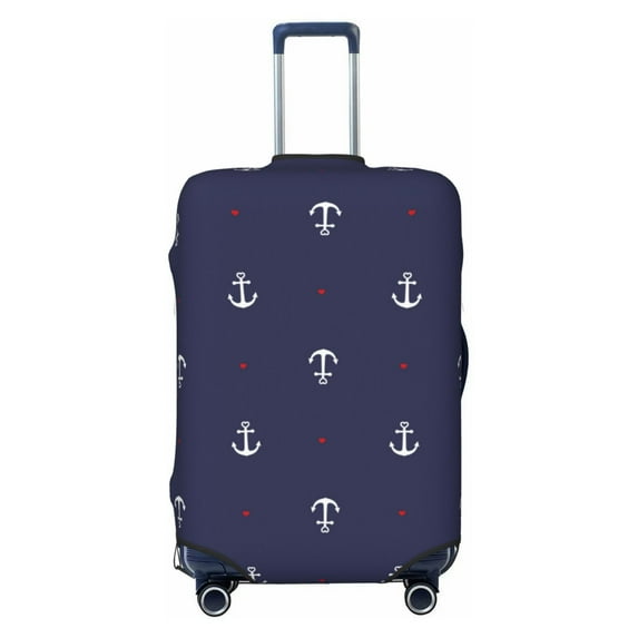 Naloa Anchor Heart Blue Elastic Suitcase Protector, Travel Suitcase Protector Cover Fits 18-32in Suitcase - Small