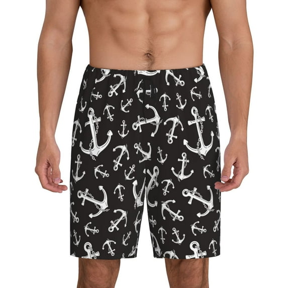 Naloa Anchor Men's Short Pajama Pants, Lounge Comfort Shorts with Elasticized Waistband and Side Pockets - 4X-Large