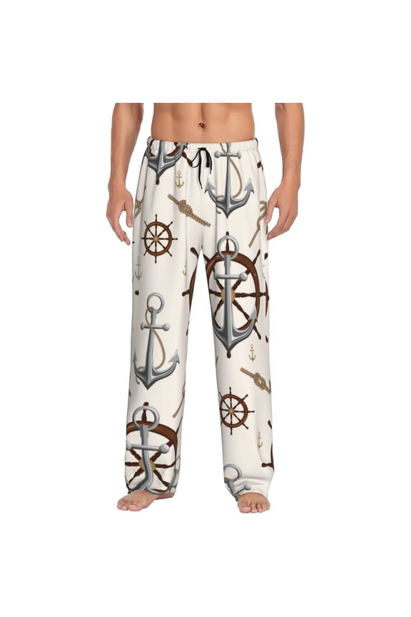 Anchor with Rope Pajama Pants Men, PJ Bottoms, Sleep & Lounge Pants-Small