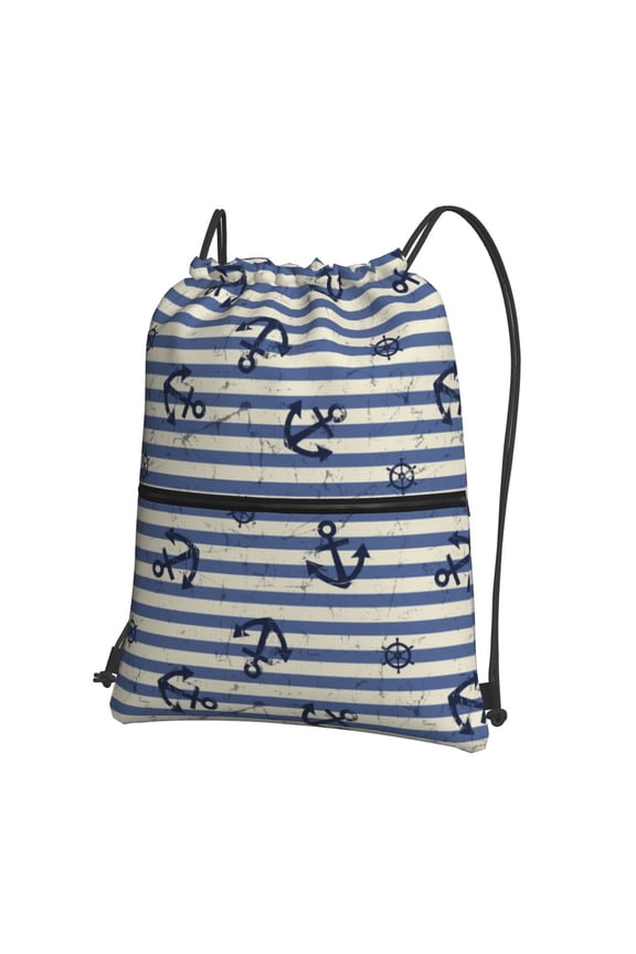 Anchors And Steering Wheel Drawstring Backpack String Bag Cinch Water Resistant for Gym Shopping Sport Yoga