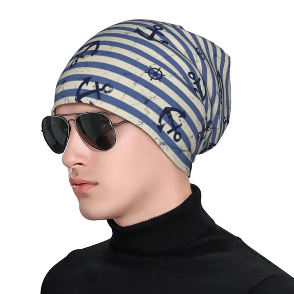Naloa Anchors And Steering Wheel Soft Beanie Hat, Knit Beanie Daily Beanie in Fine Knit for Women Men Winter Travel, Outdoor