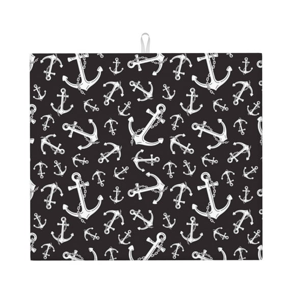 Naloa Anchors Dish Drying Mat for Kitchen Counter, Heat Resistant Drainer Mats, Absorbent Draining Mat,Dish Rack Pad,16"x18"