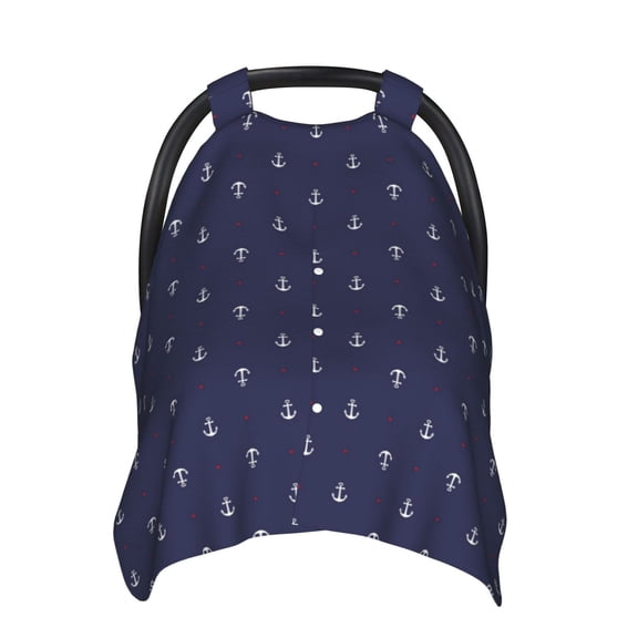 Naloa Anchors Heart Blue Baby Car Seat Cover, Breathable Baby Carrier Cover, Multiuse Baby Carrier Cover & Nursing Breastfeeding Cover