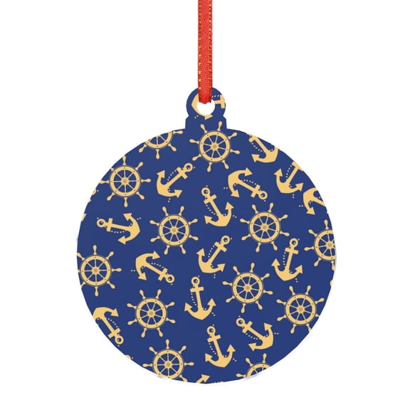 Naloa Anchors and Nautical Acrylic Santa Tree Decorations Christmas Hanging Pendant for Christmas Winter New Year Party Hanging Decorations-Round Shape