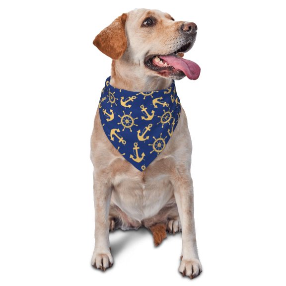 Naloa Anchors and Nautical Dog Bandanas 1PC Washable Triangle Dog Scarfs Premium Durable Fabric, for Small Medium Large Dogs and Cats