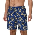 thumbnail image 1 of Naloa Anchors and Nautical Print Men Swim Trunks with Compression Liner ,Board Shorts,Men's Swim Shorts with Drawstring and Elastic Waistband-Small, 1 of 6