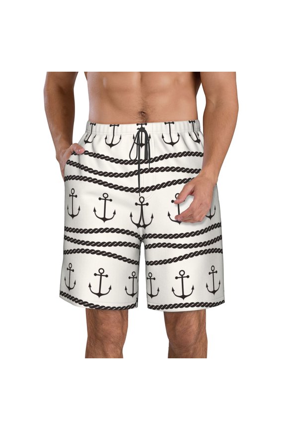 Anchors and Ropes Men's Beach Shorts, Surfing shorts, Swim trunks, Quick Dry Swim Trunks for Surfing Beach Fun - Medium