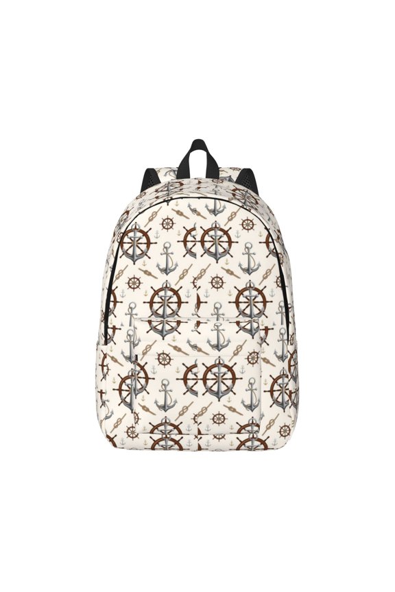Anchors with Rope Canvas Backpack for Men Women Rucksack Casual Travel Daypack College Tote Satchel Bookbag for Teens-Small