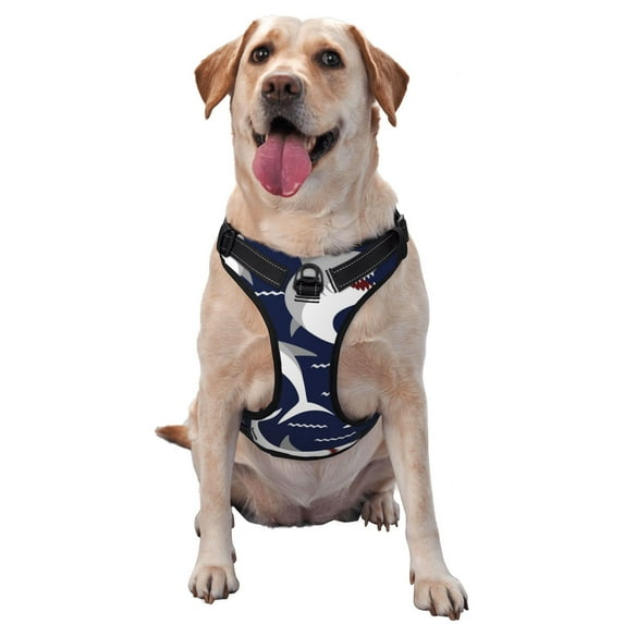 Naloa Angry Shark Pet Harness Vest with Traction Rope, Adjustable No-Choke Dog Vest for Outdoor, Walking - Small