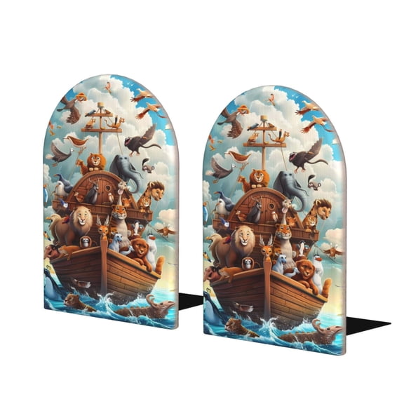 Naloa Animal Filled Noahs Ark 2 Pcs Bookend Large Capacity Office Book Ends for Home Office Library School Study Decoration