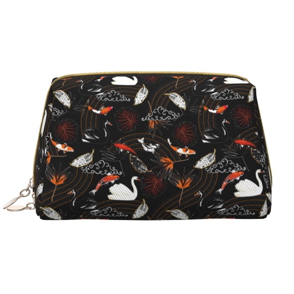 Naloa Animal Koi Fish Leather Makeup Bag for Purse Travel, Portable Small Cosmetic Organizer for Women and Girls, Make up Bag with Zipper