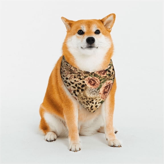 Naloa Animal Leopard Dog Bandana Large and Small-Dog Scarf Bib Handkerchief Accessories for Dogs and Cats(S-L)-Large