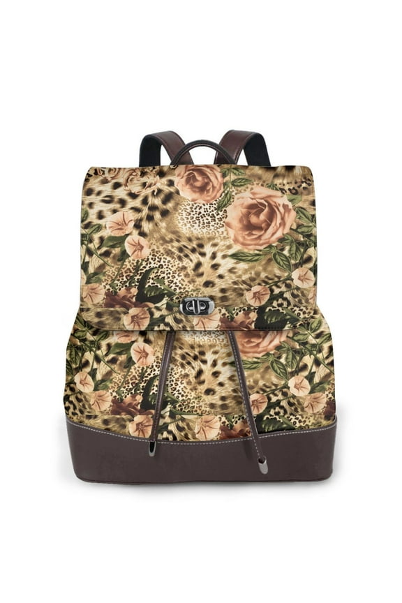 Naloa Animal Leopard Print Leather Backpack Purse for Women and Ladies,Shoulder Travel Daypacks Bags,Laptop Backpack for Women