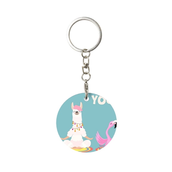 Naloa Animal Meditation Print Round Keychain Keychain Key Ring, Key Tag, Key Chain Bulk for Gift Accessories (Round)