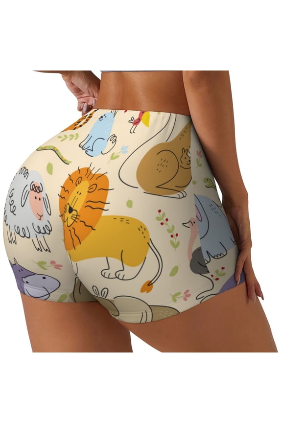 Animals Biker Shorts for Women Seamless Scrunch Short Women’s Yoga Shorts for Gym Running Sport Shorts-X-Large