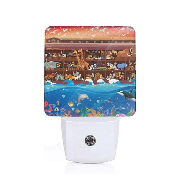 Naloa Animals On Noah's Ark2 Night Lights Plug into Wall, Dusk to Dawn Sensor Warm White Led Night Light 0.5W, Nightlight suit for Adults, Bedroom, Bathroom, Hallway, Kitchen