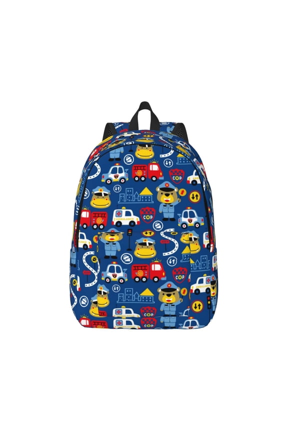 Animals Rescue Team Canvas Backpack for Men Women Rucksack Casual Travel Daypack College Tote Satchel Bookbag for Teens-Small