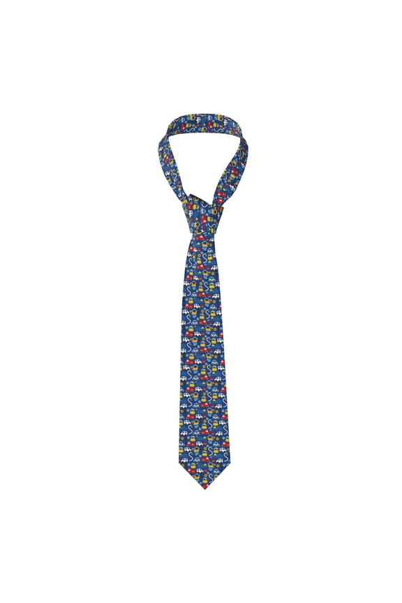 Animals Rescue Team Print Solid Color Tie Formal Necktie for MenSuitable for business, daily life, work