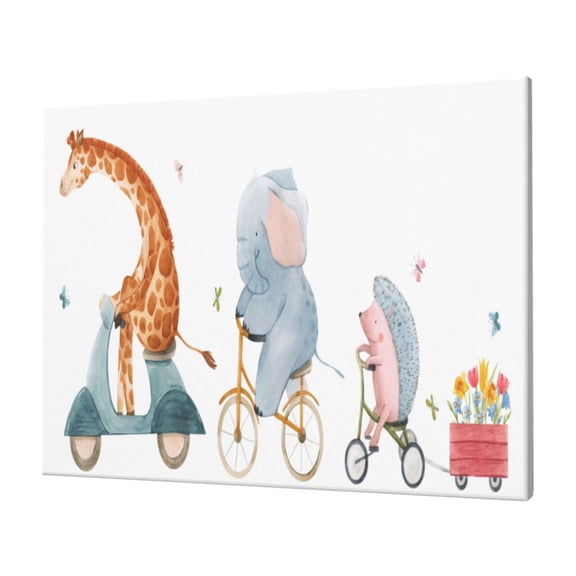 Naloa Animals in Transport Print Canvas Picture,Wall Pictures, Modern Decorative Poster,Art Prints for Bedroom, Toilet, 40 x 30 cm, Built-in Wooden Frame