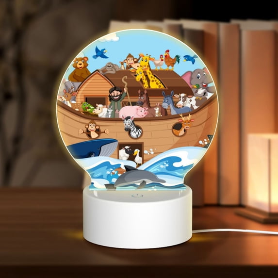 Naloa Animals on Noah's Ark Floating Acrylic LED Night Light Custom LED Lights Personalized Nightlight Customized Gifts for Family Couples Friends