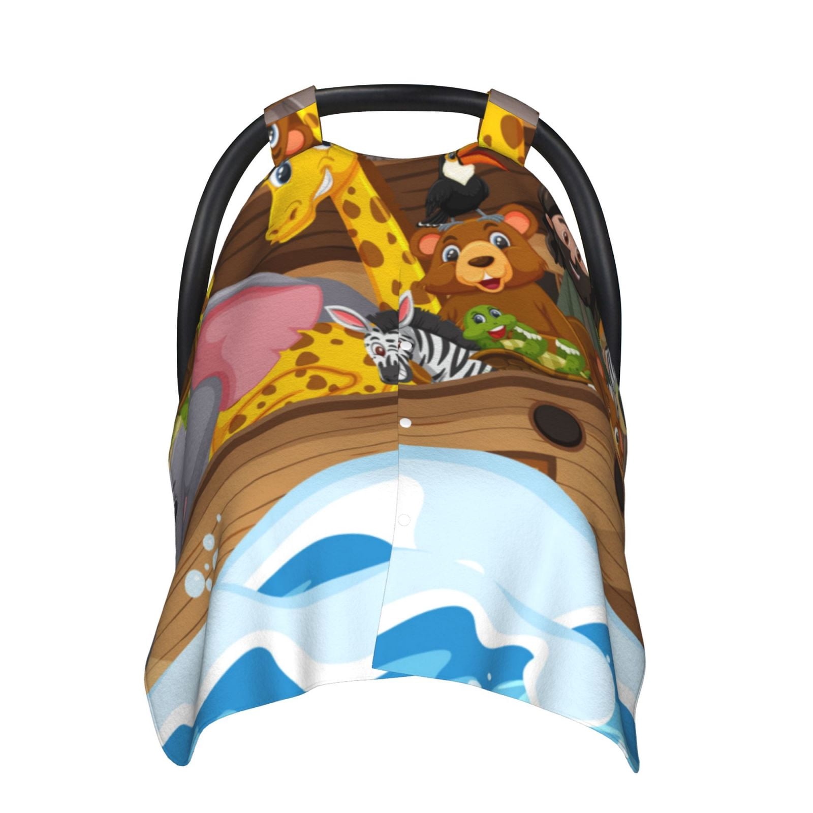 Naloa Animals on Noah's Ark1 Baby Car Seat Cover, Breathable Baby Carrier Cover, Multiuse Baby Carrier Cover & Nursing Breastfeeding Cover