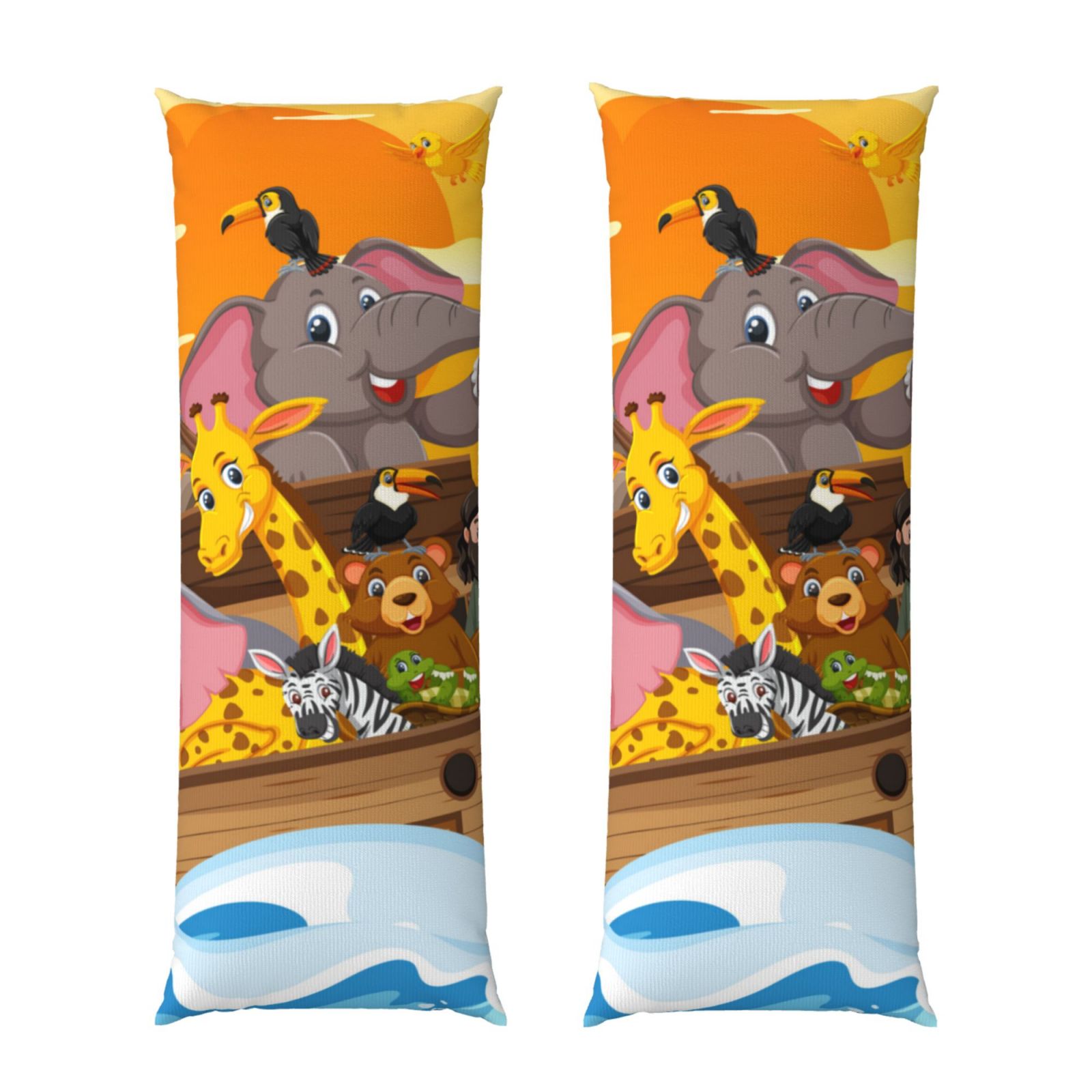 Naloa Animals on Noah's Ark1 Super Soft 20x60 Body Pillow Case,Long Side Hidden Zipper（PILLOWS ARE NOT INCLUDED）