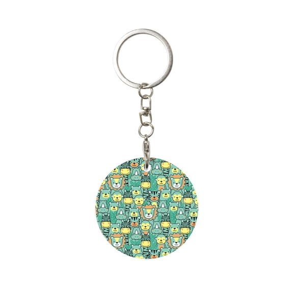 Naloa Animals with Leaf Print Round Keychain Keychain Key Ring, Key Tag, Key Chain Bulk for Gift Accessories (Round)