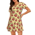 thumbnail image 1 of Naloa Apple Print Women Nightgowns,Womens Loungewear,Short Sleeve Sleepwear,Comfy Ladies Nightdress, 1 of 6