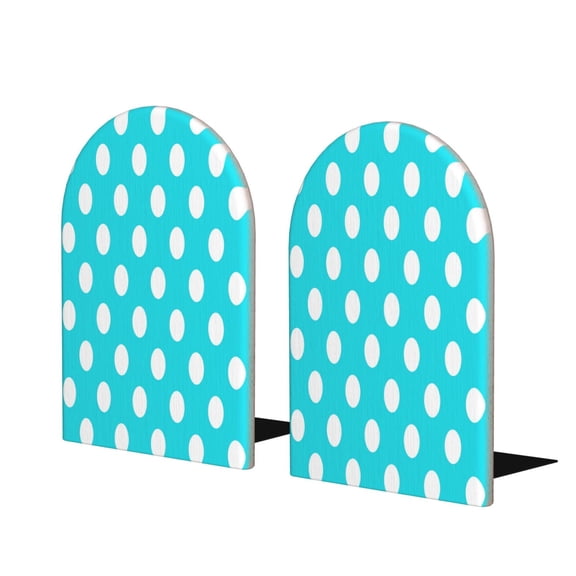 Naloa Aqua And White Polka Dot 2 Pcs Bookend Large Capacity Office Book Ends for Home Office Library School Study Decoration