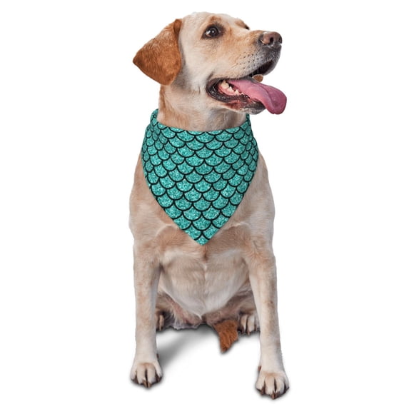 Naloa Aquamarine Glitter Dog Bandanas 1PC Washable Triangle Dog Scarfs Premium Durable Fabric, for Small Medium Large Dogs and Cats