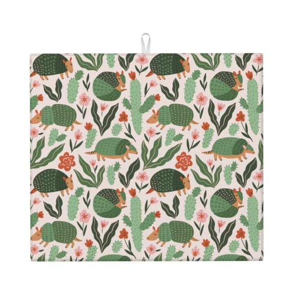 Naloa Armadillo Dish Drying Mat for Kitchen Counter, Heat Resistant Drainer Mats, Absorbent Draining Mat,Dish Rack Pad,16"x18"