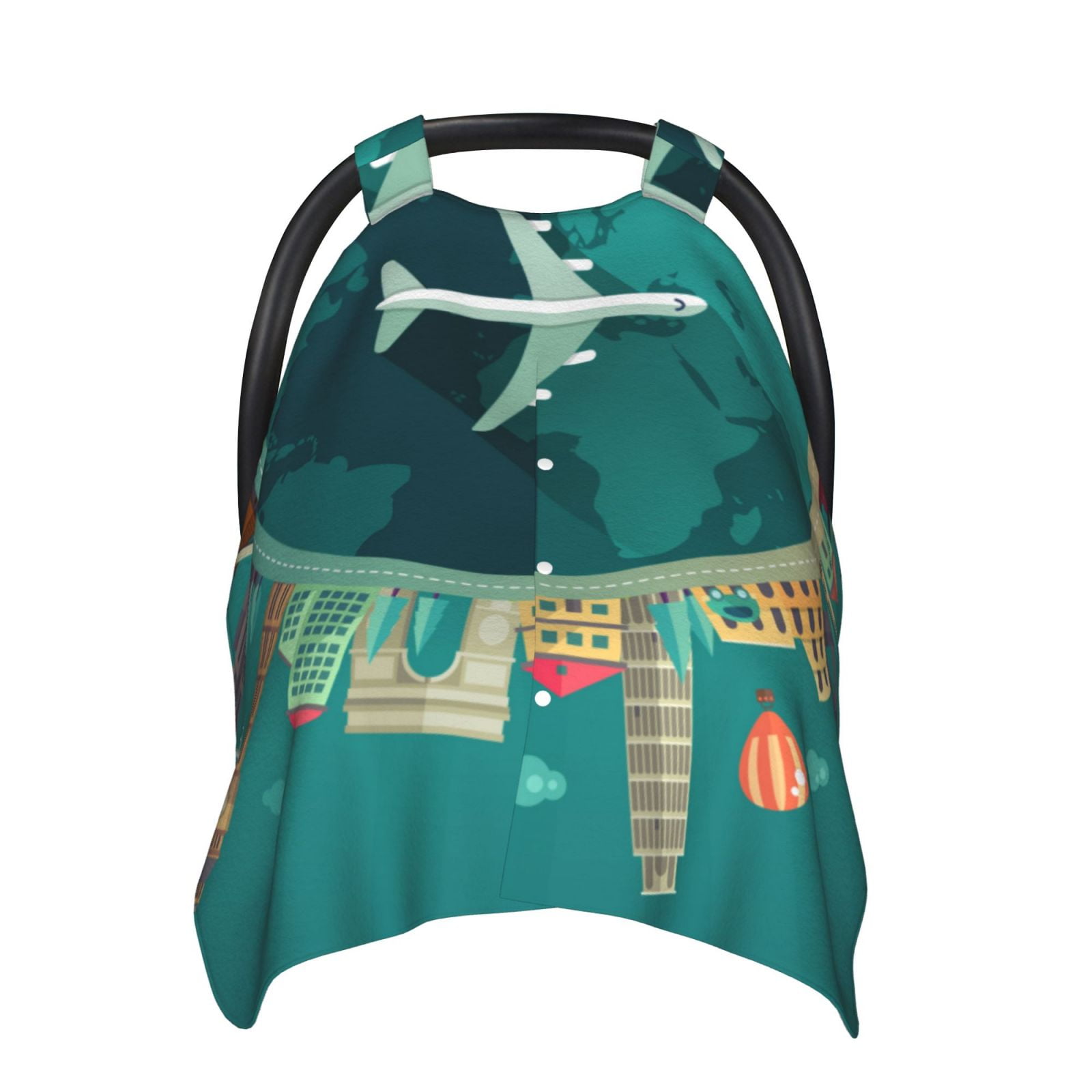 Naloa Around The Planet Baby Car Seat Cover, Breathable Baby Carrier Cover, Multiuse Baby Carrier Cover & Nursing Breastfeeding Cover