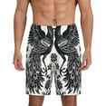 thumbnail image 1 of Naloa Artistic Black White Peacocks Men's Short Pajama Pants, Pj Shorts, Lounge Comfort Shorts-Small, 1 of 6