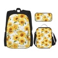 thumbnail image 1 of Naloa Artistic Marble Pattern Sunflower Print Large Capacity Backpack Lunch Bag Pencil Case Combination 3 Piece Set for Student, 1 of 8