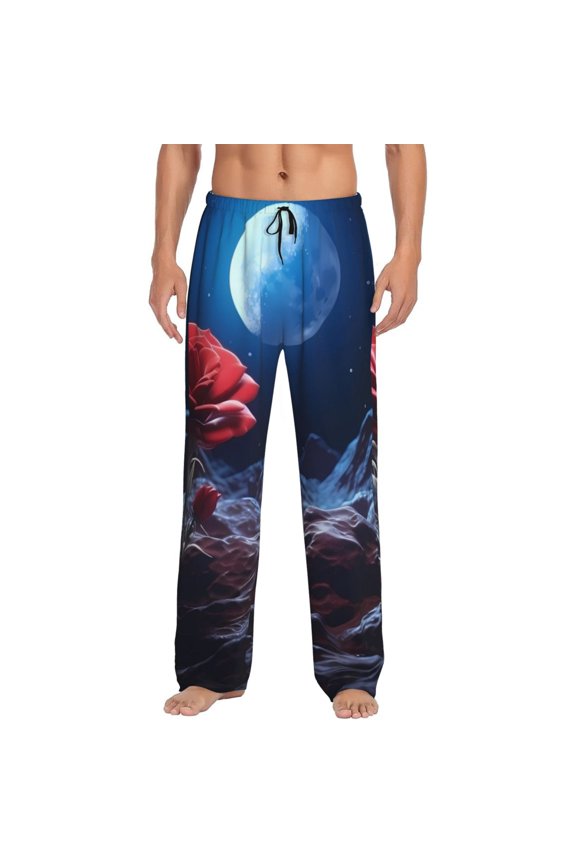 Artistic Moon Rose Pajama Pants Men, PJ Bottoms, Sleep & Lounge Pants-XX-Large