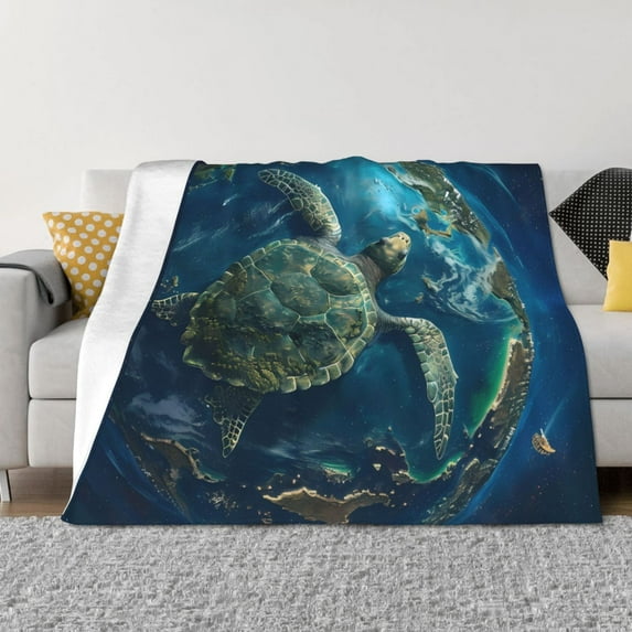 Naloa Artistic Turtle Earth Flannel Blankets - Thick and Warm Blanket for Winter, Soft Fuzzy Plush King Blanket for All Seasons40"x30"