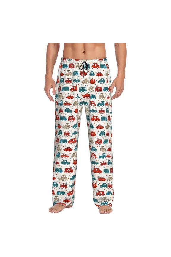 Artoon Car Pajama Pants Men, PJ Bottoms, Sleep & Lounge Pants-Small