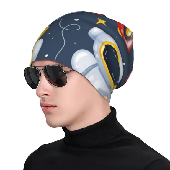 Naloa Astronaut And Space Soft Beanie Hat, Knit Beanie Daily Beanie in Fine Knit for Women Men Winter Travel, Outdoor
