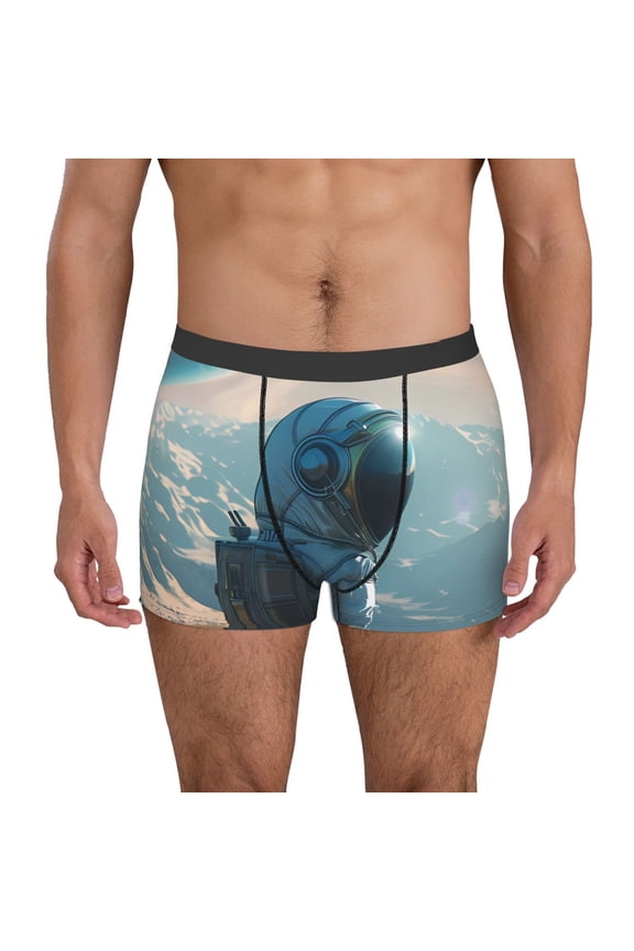 Astronaut Contemplating Planet Mens Underwear - Boxers for Men, Mens Boxer Briefs, Classic Briefs for Men-Small