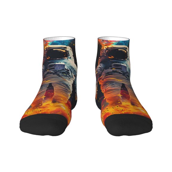 Naloa Astronaut Cosmic Rainbow Ankle Socks for Women Non Slip Socks No Show Socks Classic Low Cut Casual Socks Casual Socks