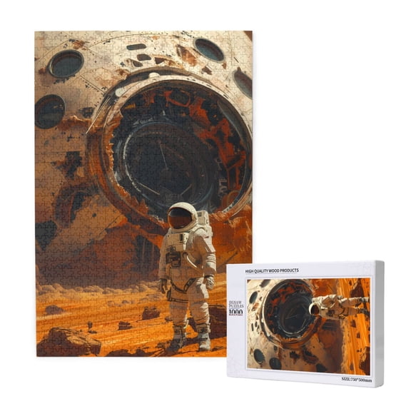 Naloa Astronaut Exploring Mars Custom Puzzles Personalized Puzzle 1000 Pieces from Photo Custom Jigsaw Puzzle for Wedding, Graduation, (29.519.7in, Vertical)