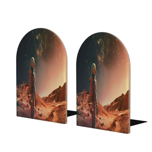 Naloa Astronaut On Mars A 2 Pcs Bookend Large Capacity Office Book Ends for Home Office Library School Study Decoration
